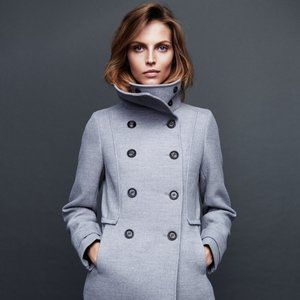 H&M Grey used winter coat with black buttons
